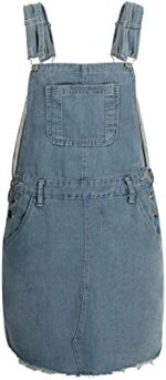 Womens Denim Jean Overall Dress Summer Adjustable Strap Distressed Bib Overalls Mini Dresses with Pocket