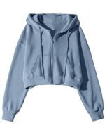 Yimoon Zip Up Hoodie Women Cropped Waffle Knit Sweatshirt Hooded Jackets