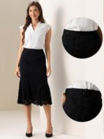 Allegra K Lace Pencil Skirt for Women's Office Work Bodycon Fishtail Midi Skirts