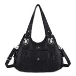Angelkiss Purses and Handbags for Women Washed Vegan Leather Crossbody Hobo Satchel Shoulder Tote Purse