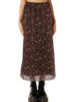 Avanova Women Mesh High Waisted Midi Skirt Floral Long Skirts