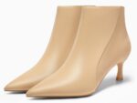 Coutgo Womens Kitten Heel Ankle Boots Pointed Toe Side Zipper Fall Winter Booties Shoes