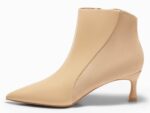 Coutgo Womens Kitten Heel Ankle Boots Pointed Toe Side Zipper Fall Winter Booties Shoes