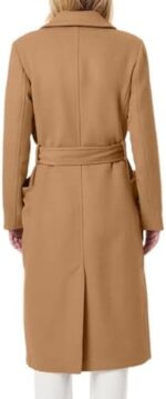 Danedvi Abrigo largo de manga larga con cuello de solapa para mujer, estilo casual, otoño e invierno, con cinturón