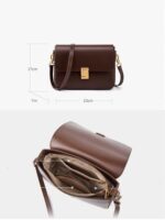 Genuine Leather Crossbody Bag for Women Trendy Shoulder Bag Square Crossbody Shoulder Purse Flap Satchel Handbag