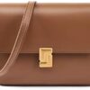 Genuine Leather Crossbody Bag for Women Trendy Shoulder Bag Square Crossbody Shoulder Purse Flap Satchel Handbag