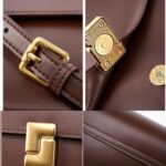 Genuine Leather Crossbody Bag for Women Trendy Shoulder Bag Square Crossbody Shoulder Purse Flap Satchel Handbag