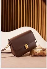 Genuine Leather Crossbody Bag for Women Trendy Shoulder Bag Square Crossbody Shoulder Purse Flap Satchel Handbag