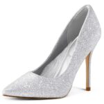 mysoft Women's High Heels Pumps Closed Pointed Toe Stiletto 4IN Heels Dress Wedding Shoes