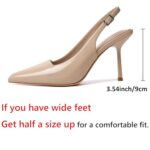 RIBONGZ Sexy Slingback Pumps Elegant Dressy Heels for Women Closed Toe Pointy High Heels Wedding Bride Prom Party Evening Shoes