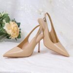 RIBONGZ Sexy Slingback Pumps Elegant Dressy Heels for Women Closed Toe Pointy High Heels Wedding Bride Prom Party Evening Shoes