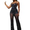 Women's Sparkle Rhinestone Jumpsuits for Women Sexy Party Night Out