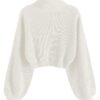 ZAFUL Women's Cropped Turtleneck Sweater Lantern Sleeve Ribbed Knit Pullover Sweater Jumper