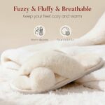 Ankis Womens Fuzzy Slippers Memory Foam Cross Band Cozy House Slippers Plush Home Fluffy Furry Slippers Open Toe Cute Soft Ladies Indoor Outdoor Slipper Slides Wedding Bride...