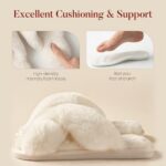 Ankis Womens Fuzzy Slippers Memory Foam Cross Band Cozy House Slippers Plush Home Fluffy Furry Slippers Open Toe Cute Soft Ladies Indoor Outdoor Slipper Slides Wedding Bride...