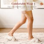 Ankis Womens Fuzzy Slippers Memory Foam Cross Band Cozy House Slippers Plush Home Fluffy Furry Slippers Open Toe Cute Soft Ladies Indoor Outdoor Slipper Slides Wedding Bride...
