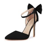 Carcuume Women's Closed Toe Heels Bow Stiletto Heel Sandals Pointed Toe Pumps Wedding Shoes