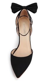 Carcuume Women's Closed Toe Heels Bow Stiletto Heel Sandals Pointed Toe Pumps Wedding Shoes