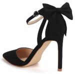 Carcuume Women's Closed Toe Heels Bow Stiletto Heel Sandals Pointed Toe Pumps Wedding Shoes