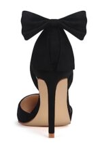 Carcuume Women's Closed Toe Heels Bow Stiletto Heel Sandals Pointed Toe Pumps Wedding Shoes