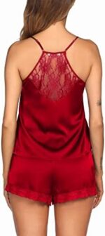 Ekouaer Satin Pajamas Women Lace Sleepwear Lingerie Cami Shorts Set Nightwear XS-XXL