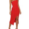 LYANER Women's Spaghetti Straps Split Slit Hem Sleeveless Bodycon Cocktail Party Midi Dress