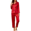 U2SKIIN Women Silk Pajamas Set, Long Sleeve Satin Pajamas for Women Sleepwear Button Down Pjs Set Two-piece