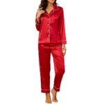 U2SKIIN Women Silk Pajamas Set, Long Sleeve Satin Pajamas for Women Sleepwear Button Down Pjs Set Two-piece