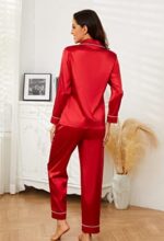 U2SKIIN Women Silk Pajamas Set, Long Sleeve Satin Pajamas for Women Sleepwear Button Down Pjs Set Two-piece