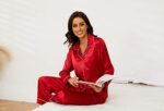 U2SKIIN Women Silk Pajamas Set, Long Sleeve Satin Pajamas for Women Sleepwear Button Down Pjs Set Two-piece
