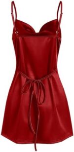 ZAFUL Women's Satin Sleeveless Spaghetti Strap Mini Dress Sexy Slip Cowl Neck Silky Cocktail Party Dresses