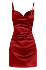 ZAFUL Women's Satin Sleeveless Spaghetti Strap Mini Dress Sexy Slip Cowl Neck Silky Cocktail Party Dresses